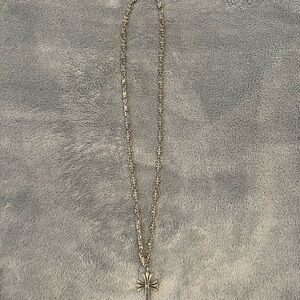Chrome heart cross pattern necklace
